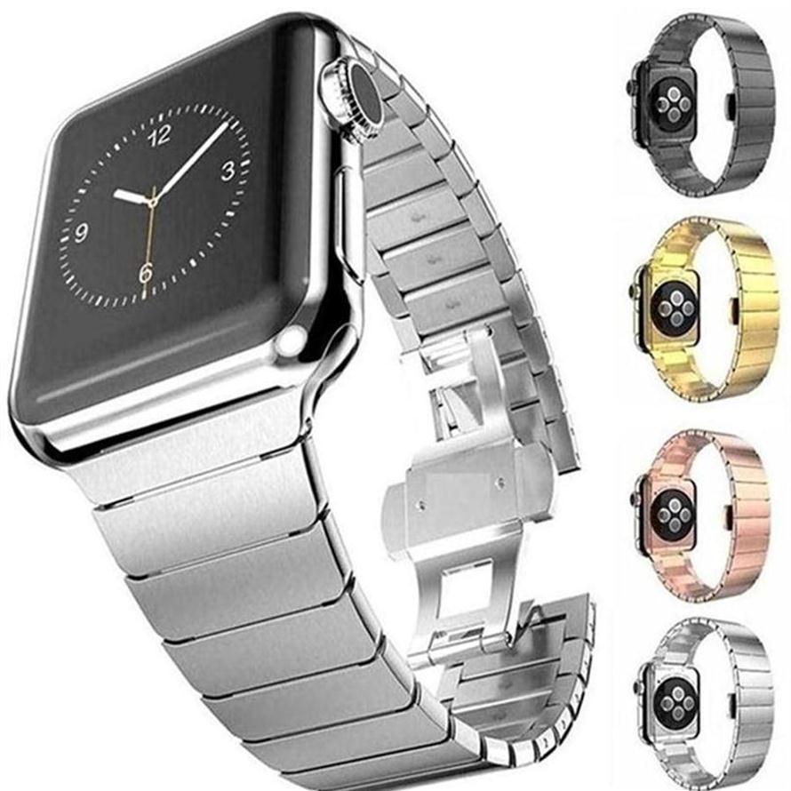 

Luxury Stainless Steel Strap For Apple Watch Band 45mm 41mm 44mm 40mm 38mm 42mm Butterfly Metal bracelet iwatch Bands Series 7 3 4259J
