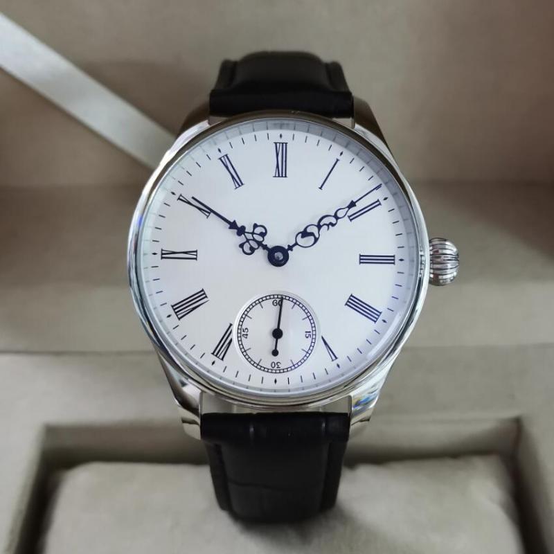 

Wristwatches No Logo 41mm Little Style Beige White Dial Roman Number Black Hand Manual Mechanical Men's Watch ST3621 MovementWristwatche, Mineral glass