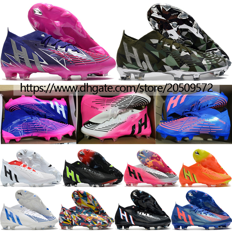 

Send With Bag Soccer Boots Predator Edge.1 FG Knit Socks Football Cleats Mens Top Quality Camo Black White Blue Red Pink Orange Multi Soft Leather Outdoor Soccer Shoes