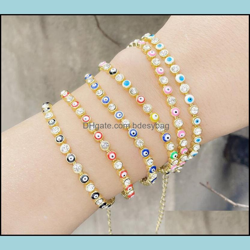 

Charm Bracelets Jewelry Evil Eye Chain Bracelet Lovely Blue Eyes Beads Link Bangle Good Luck Protection Enamel Beaded Turkish Drop Delivery