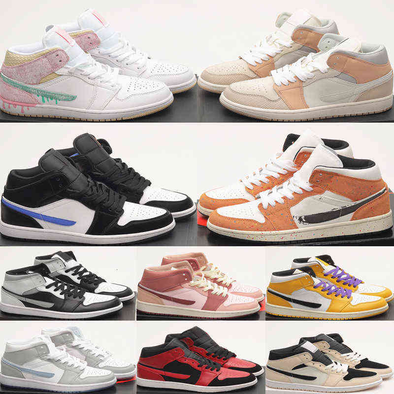 

High Quality 1 1s Mid Men Women Basketball Shoes Jump Designer Ice Cream Barely Orange White Shadow Wolf Grey Aluminum Outdoor Sneakers Size, 10 ice cream