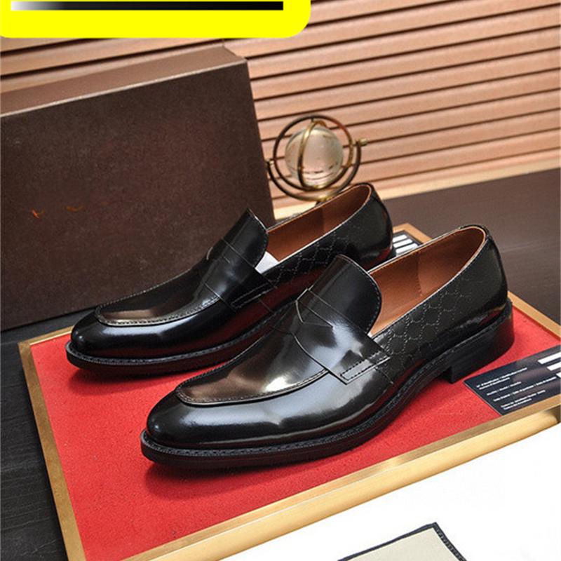 

A11 Summer Mens fashion luxury Designer British brand men's leather shoes wedding Business dress shoe for young man Nightclubs shoe 6.5-11, With logo #06
