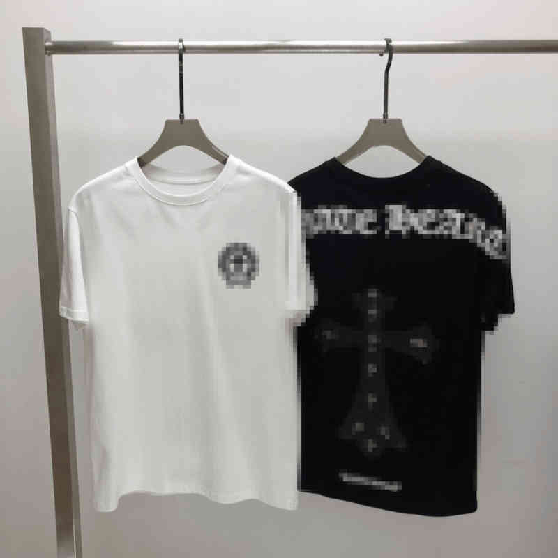 

hearts designer chromes mens fashion 2022 T-shirt Ch cro Short Sleeve cotton Top Men' cross Sanskrit leather letter embroidery tide brand, White