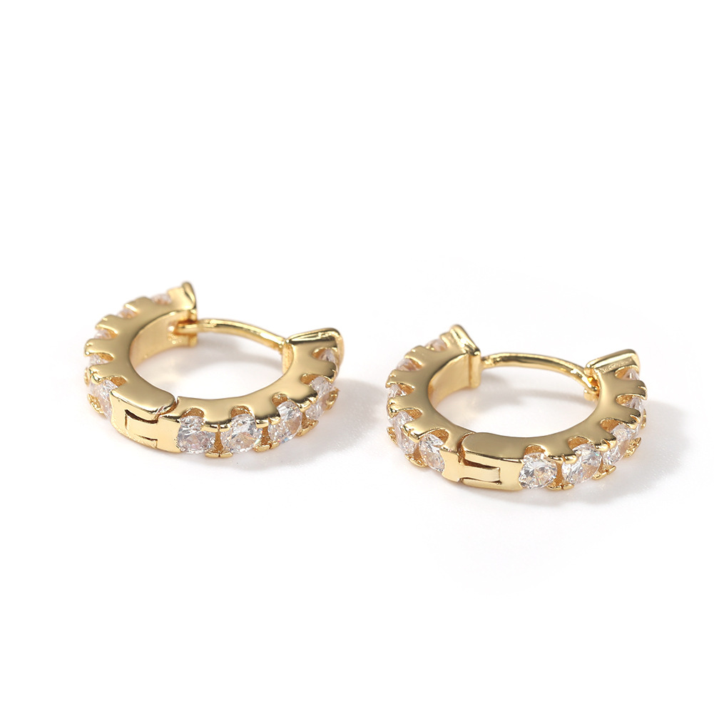 Boucles d'oreilles de cerceau or hip hop fashion mens argent en argent glacé des boucles d'oreille rondes