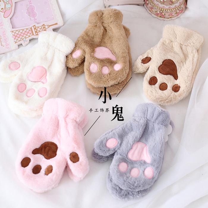 

Five Fingers Gloves Cat Japanese Cute Female Winter Plush Thickened