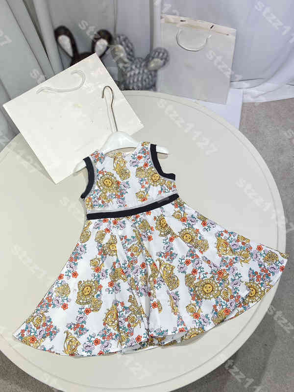 

designer baby girl print dress brand Ver..ce fashion sleeveless tanks casual dresses shirt summer vests skirts kids clorthes album