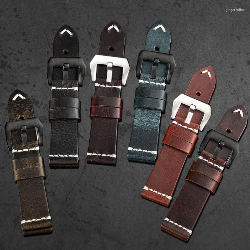 

Watch Bands 20mm 22mm Retro Band Oil Wax Discoloration Cowhide Straps 24mm 26mm Men Women Leather Replacement AccessoriesWatch