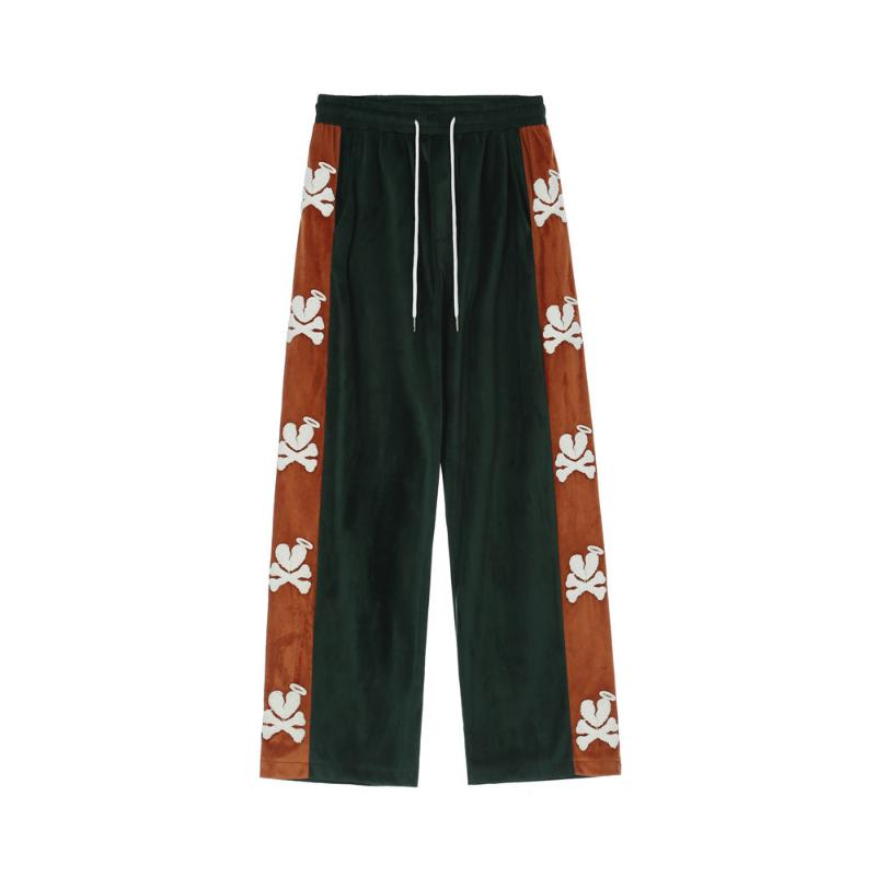 

Men's Pants Love Embroidered Cmen Vintage Streetwear Loose Straight Fashion Stitched Casual Trousers For Men Women Green, Black