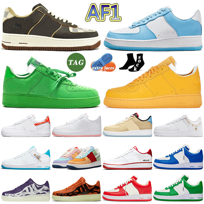 

2022 New Fashion 1 Low Casual Shoes Offs Women Mens AF1s LVoffWhite Printing Brown 1s Black White Team Royal TS Sail MCA University Blue Platform Shoe, D16 8 10 12cm