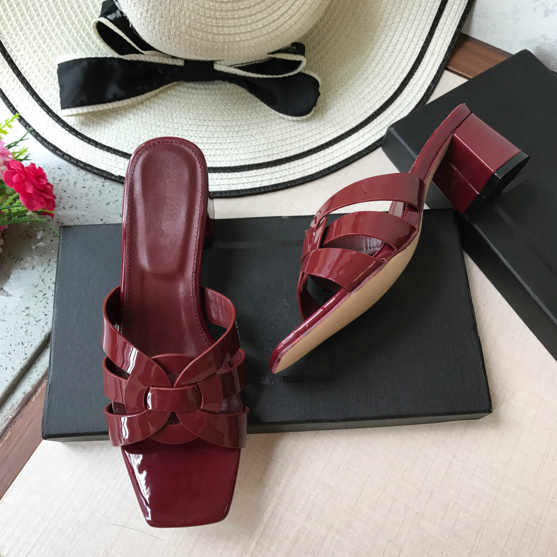 

Summer 2022 NEW fashion leather high-heeled slippers women's flats luxury plus-sizeZapatos Hombre a5, Style1