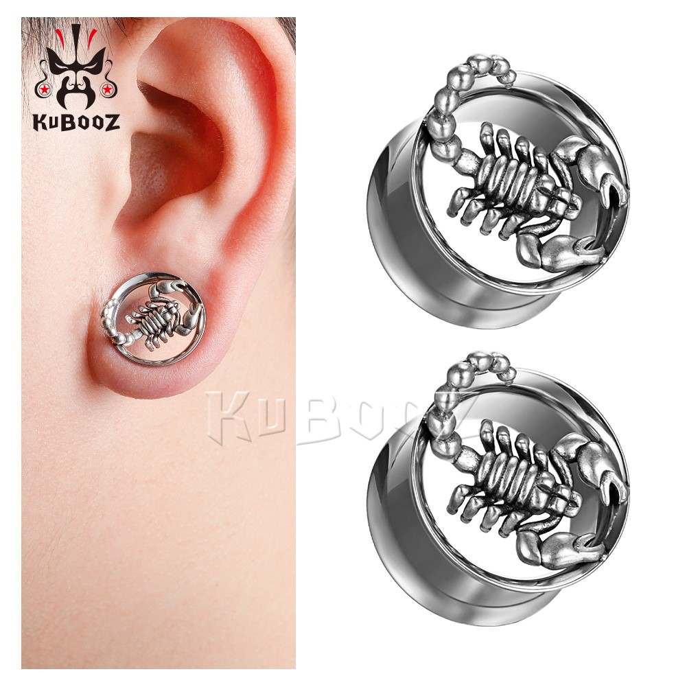

KUBOOZ Stainless Steel Scorpion Ear Tunnels Plugs Body Piercing Jewelry Designer Stretchers Expanders Earring Gauges Wholesale 8-25mm 32PCS