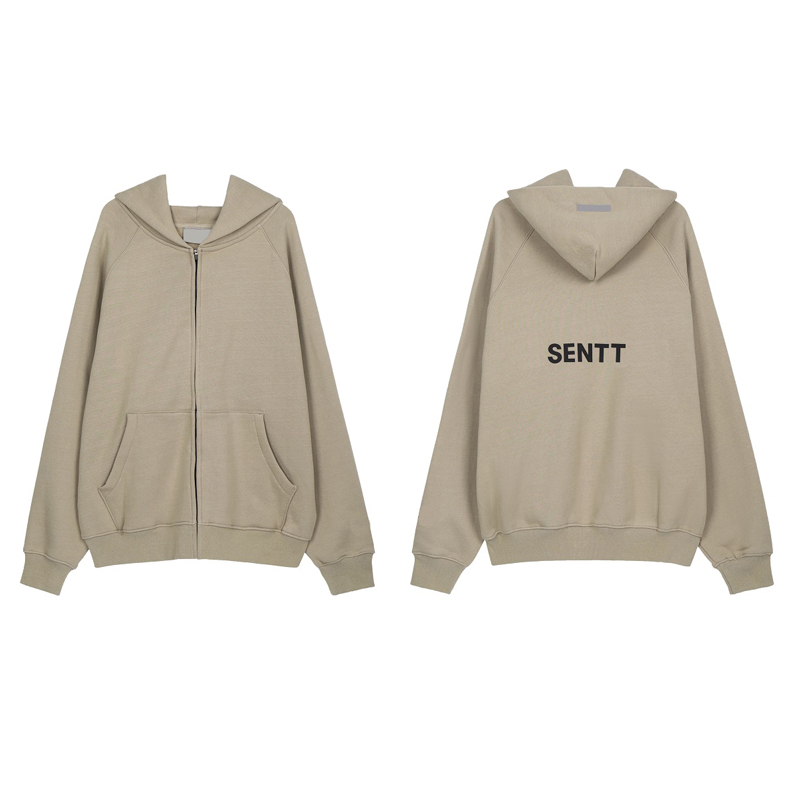 

21fw Autumn Winter Plus Size Back 3D Reflective Fleece Zipper Hoodie Skateboard Long Sleeve High Street Warm Sweatshirt Coat, Apricot