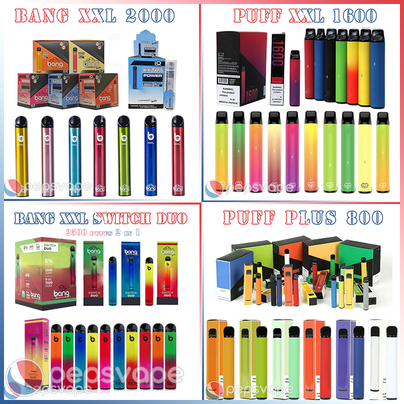 

Disposable Vape Pen E Cigarette Bang XXL PUFF PULS XXL DUO 800 1600 2000 2500 puffs 800mAh Battery 6-11ml Pods Empty Vapors Kit Wholesale