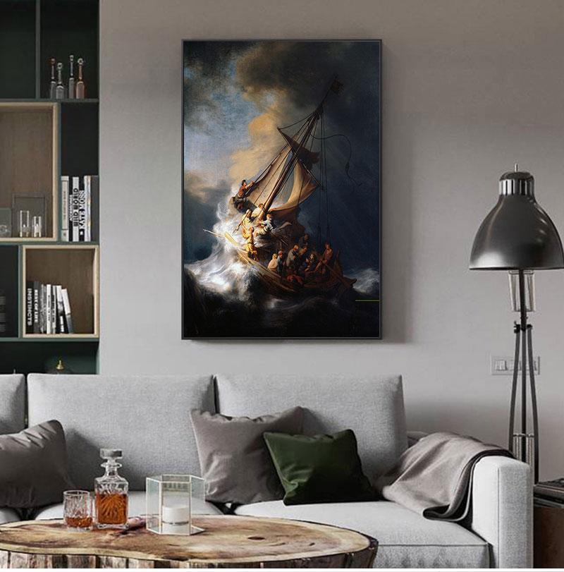 

Paintings Rembrandt Ship Canvas Oil Painting HD Wall Art Prints Picture For Living Room Modern Home Decor Posters 1 Piece No FramePaintings