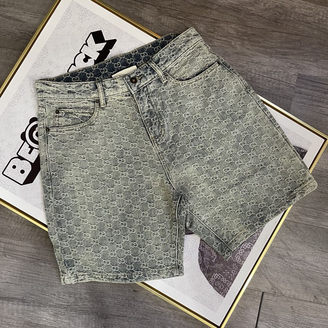 

Mens shorts the latest summer designer denim shorts high quality Jacquard material design straight version of luxury casual men shorts, Blue