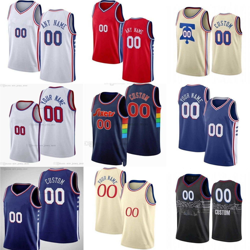 

75th Custom Jersey Philadelphia''76ers''Mens Women Youth 30 Furkan Korkmaz 0 Tyrese Maxey 20 Georges Niang 44 Paul Reed Basketbal, Color
