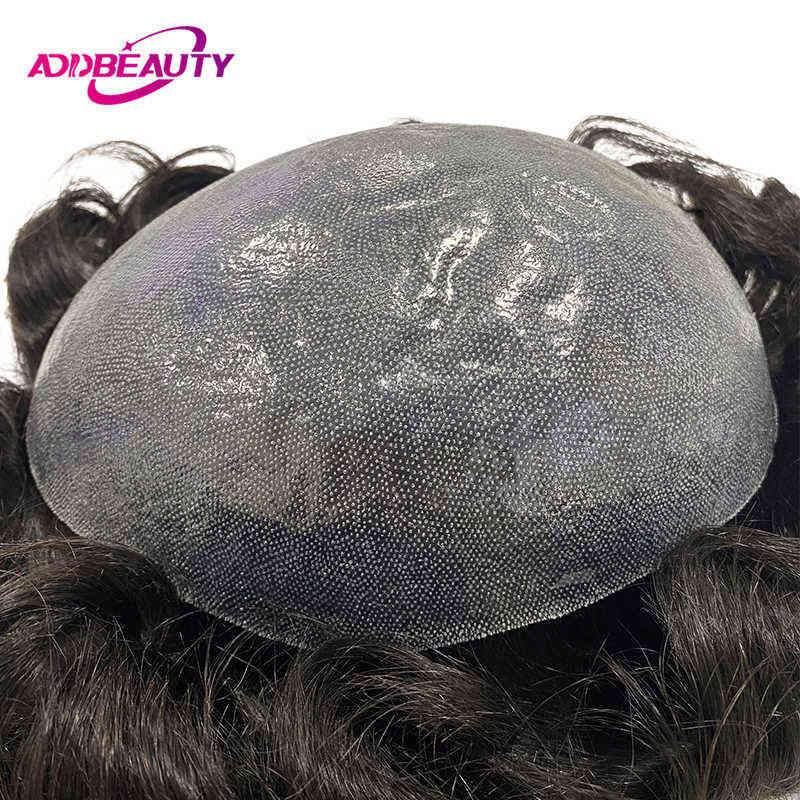 

Men Toupee With Knots Thin Skin Capillary Prosthesis Full PU 0.08-0.1cm Indian Human Hair Wig Durable Natural Color Hair System H220512, Gray