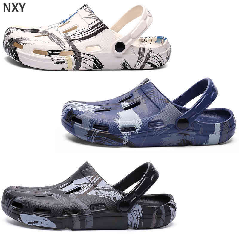 

sandals Summer Men Slippers Massage Clogs Outdoor Garden Shoes Swimming Pool Sandals Bathroom Cross-Bound Slides Mules Beach 220623, Blue