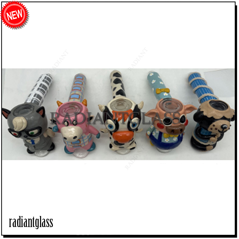 

3D Creepy Horror Hammer Glass Pipe Built-In 6 Arm Perc Thick Glass Smoking Pipes Unique Handle Spoon Bubbler