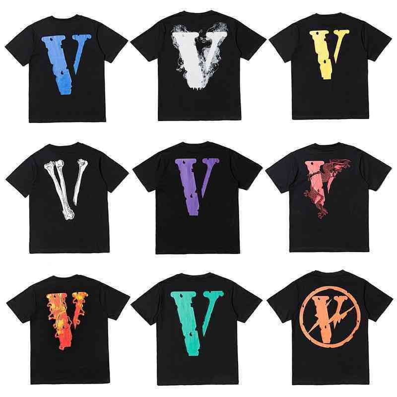 

Vlong Edison Chen and Yibo Wang's Same Short Sleeved Large v Fujiwara Loose Casual Men's Women's T-shirt, Valentine's day white