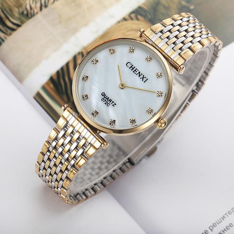 

Wristwatches 2022 Chenxi Brand Fashion Casual Couples Watches Business Style Man Woman Gold Stainless Steel Waterproof Quartz Charms Dress, Gold woman