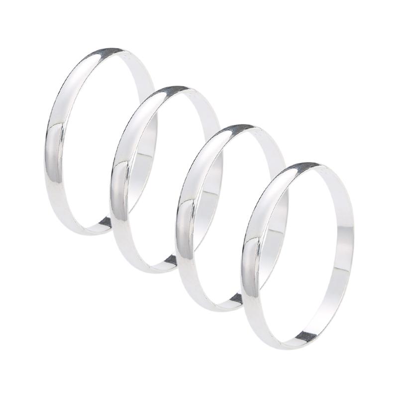 

Bangle Simple Classic 4pcs Silver Plated Openable Glossy Face Bangles For Women Girl Dubai Ramadan Charm Jewelry