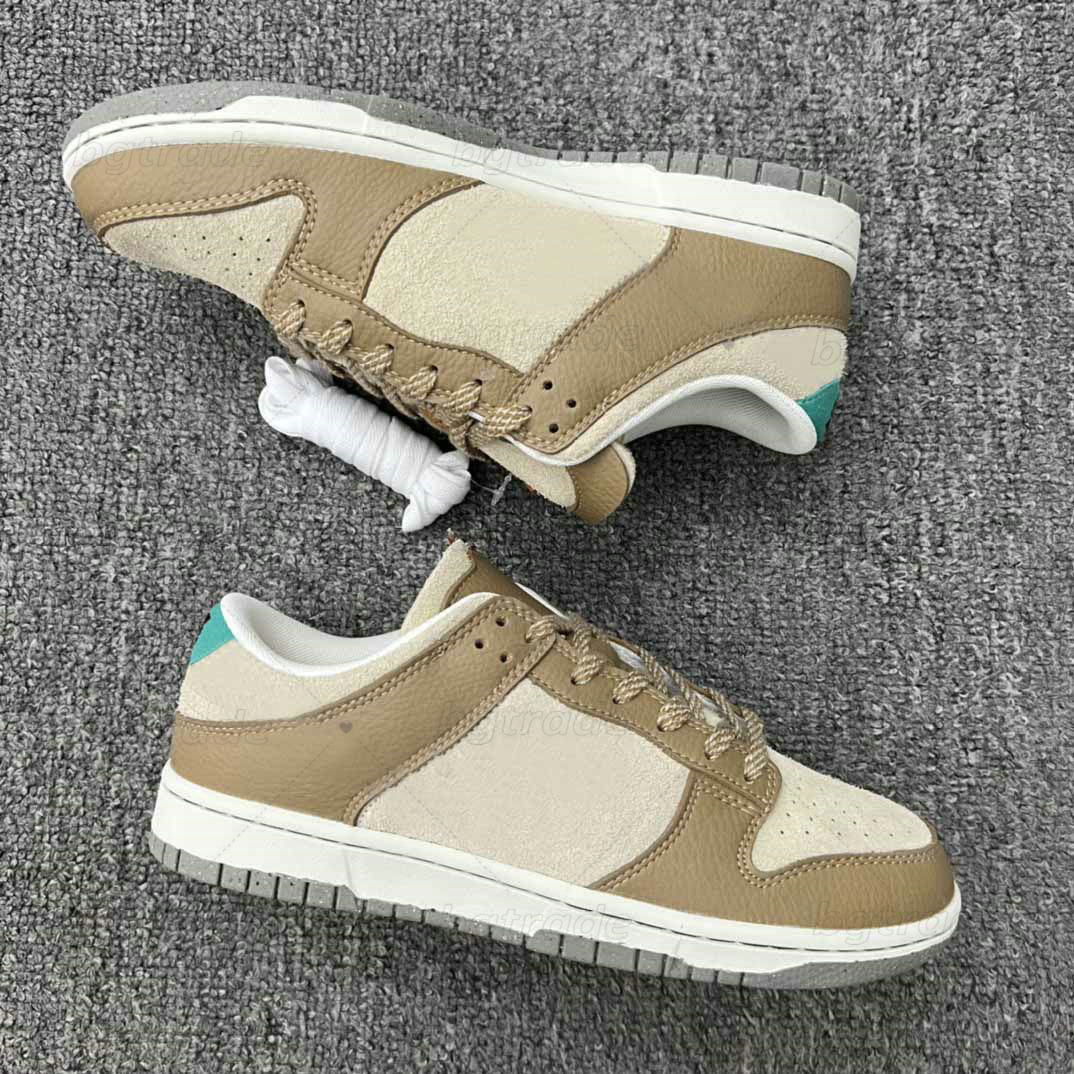 

Mens Womens Designer Casual Shoes Low Flat Basketball Shoes Brown Khaki Leather Fashion Lace-up Sneakers Running Sports Trainers