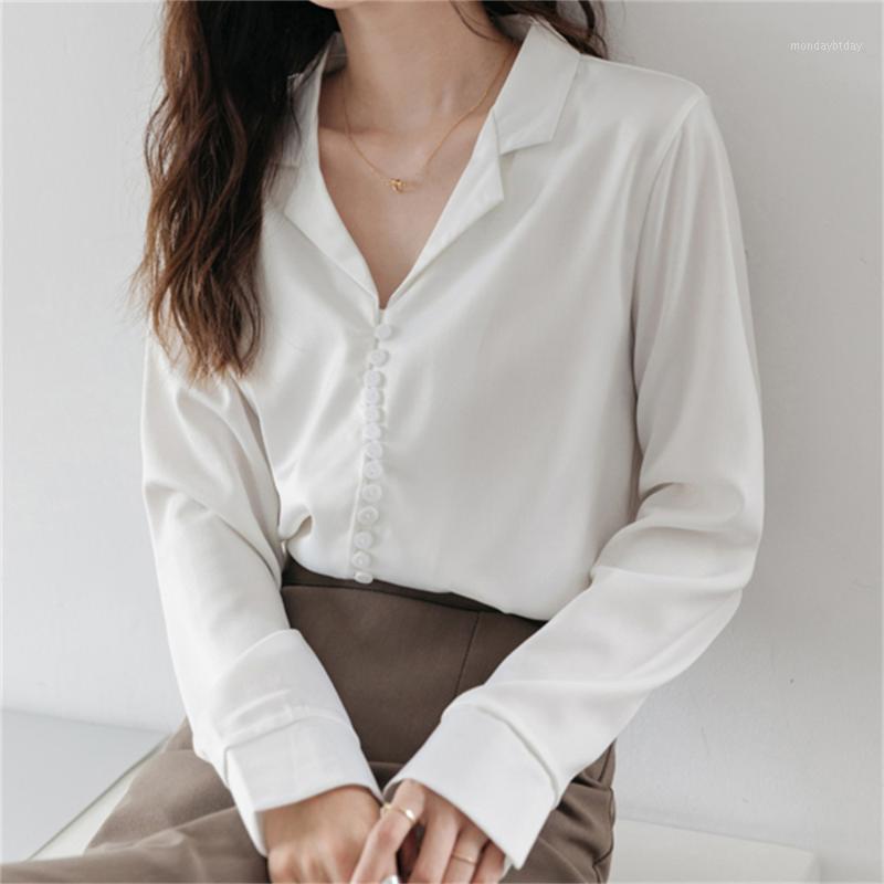 

Women' Blouses & Shirts Alien Kitty Women Slim-fit Blouse Long Sleeve Solid Chic Elegant 2022 Chiffon Lady All Match Plus Size Office Forma, White