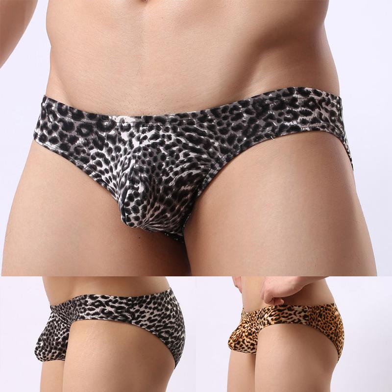 

Underpants Men Sexy Underwear Briefs Bikini Low Rise Smooth Pouch Leopard Print Convex Panties Mini LingerieUnderpants, Black