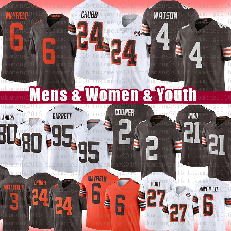 

Baker Mayfield Nick Chubb Football Jersey 2 Amari Cooper 4 Deshaun Watson Jarvis Landry Myles Garrett Kareem Hunt Denzel Ward Greg Newsome II Jeremiah Owusu-Koramoah, Black