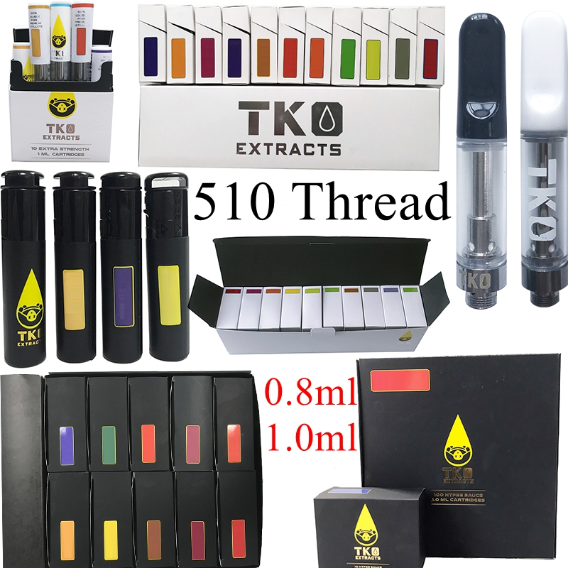 TKO Extracts Vape Cartridges 0.8ml 1.0ml Black White Tip Atomizers Pac. 