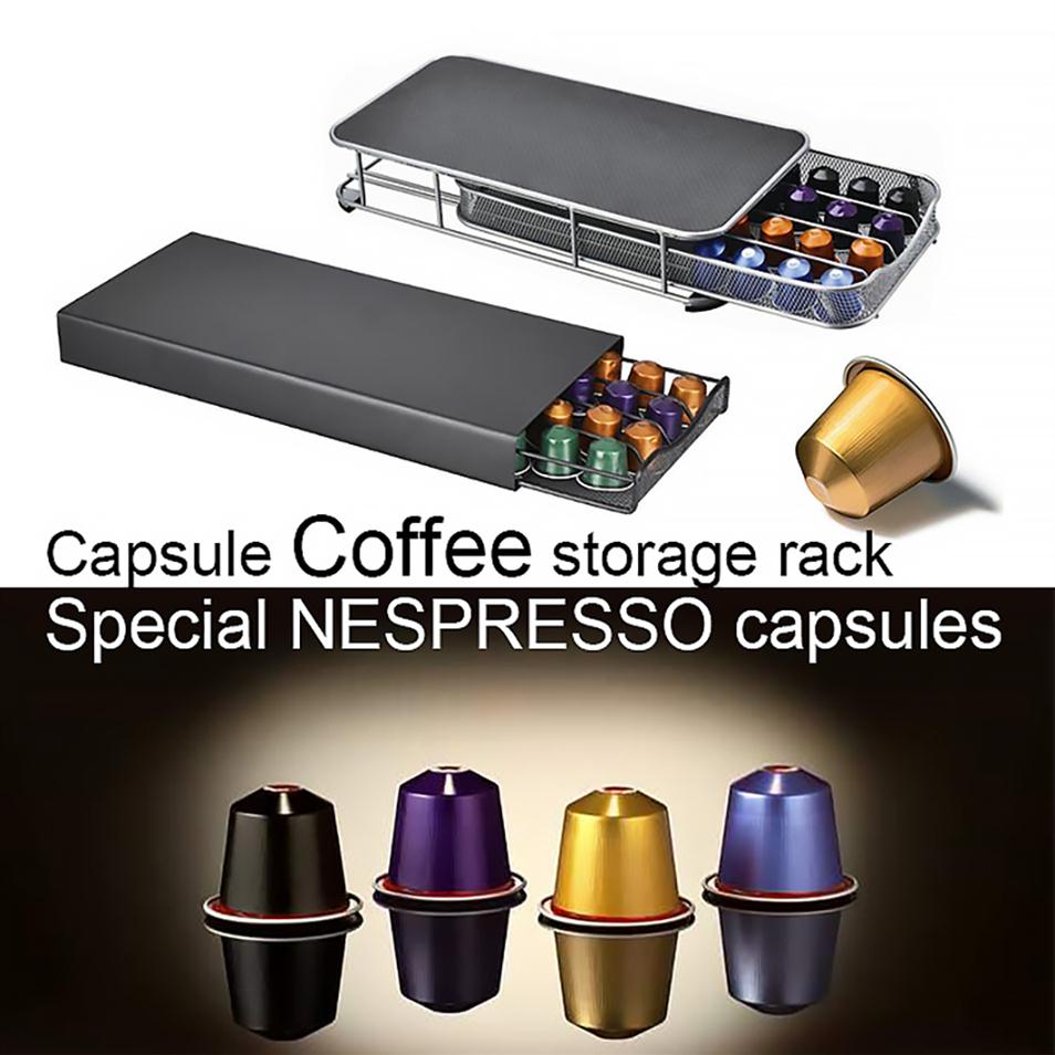 

40 Cup Stainless Steel For Nespresso Coffee Capsules Pods Holder Storage Stand Rack Drawers Coffee Capsules Shelves Organization231O