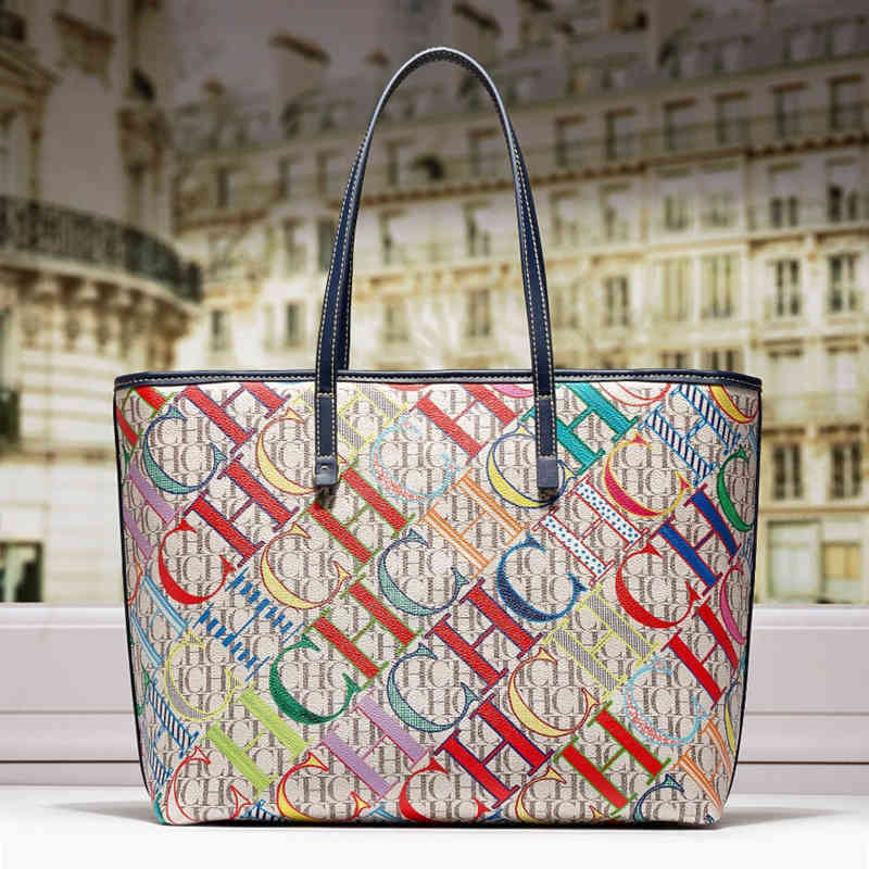 

2022 Super Large Capacity CHHC Women's Portable Shopping Bag Metal Zipper Letter Color Travel Shoulder 220708, 18410-cb-blue
