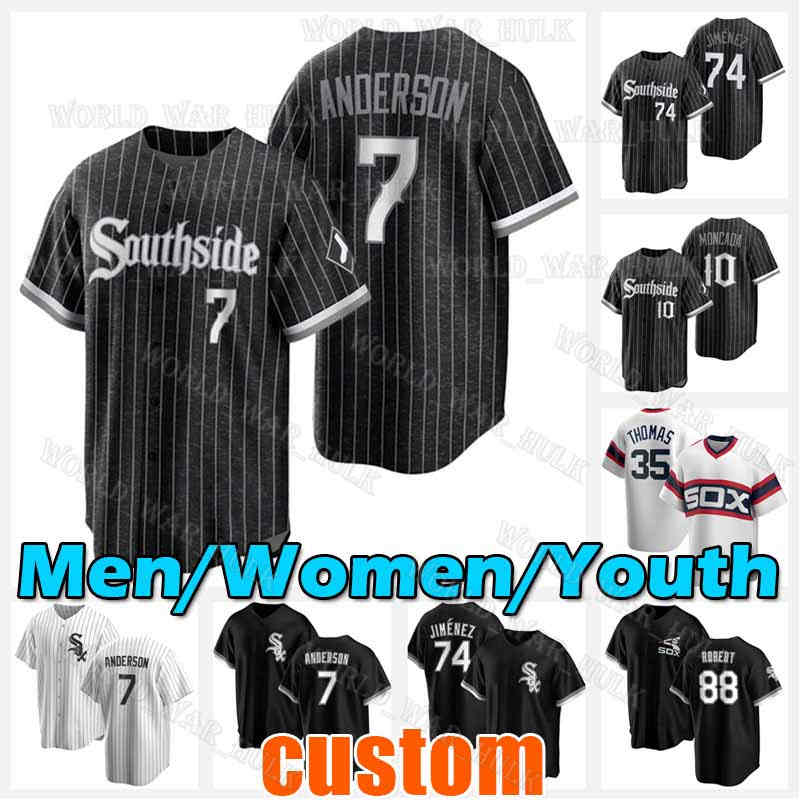 

Tim Anderson White Sox Jersey Southside Eloy Jimenez Chicago Luis Robert Baseball Jose Abreu Yoan Moncada Bo Jackson Frank Thomas Michael Kopech Adam Engel Mercedes, Men custom cool base(b w)