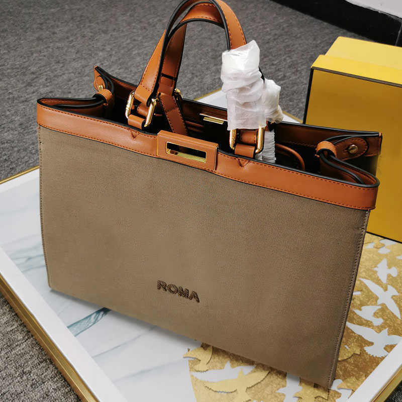 

bag canvas tote bags bulk Large Tote Crossbody Handbags Women Dark Green Hand Medium Shopping Handbag Interior Pocket Twist Lock Classic Letter Print, Brown