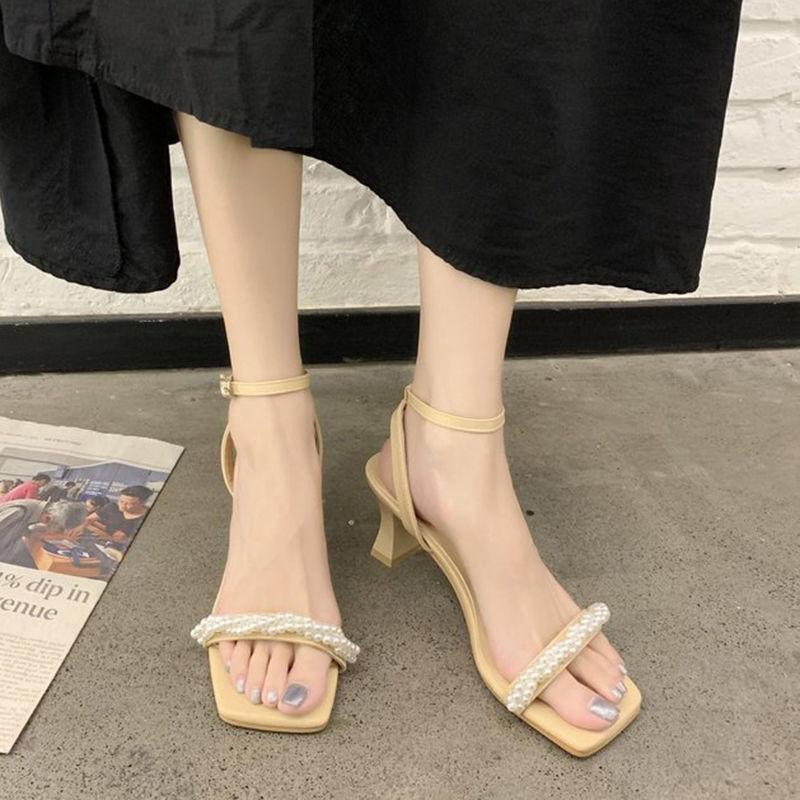 

Dress Shoes Summer Fashion Women's Sandals Transparent Tape PVC Women Rome High Heel Open-toe ShoesDress, Black