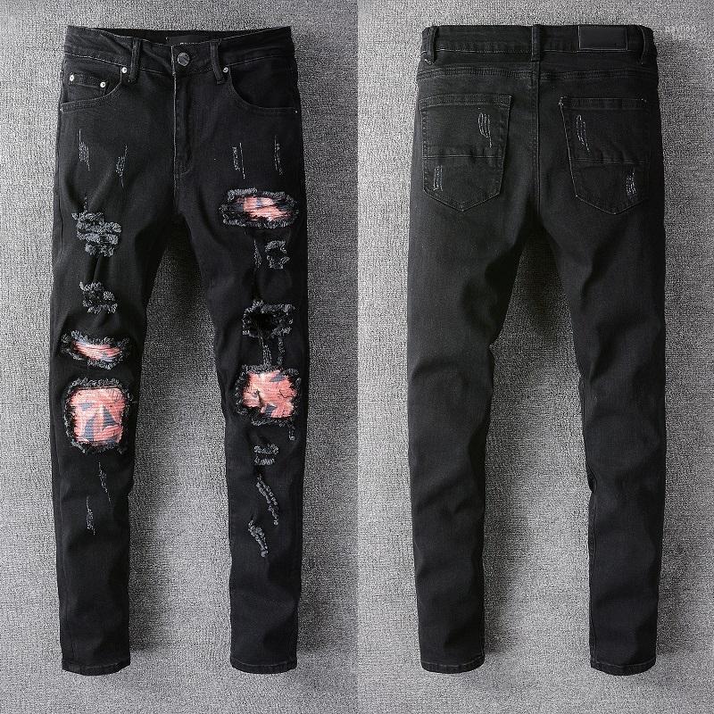 

Men's Jeans 2022 Fashion Brand High Street Woman Men Slim High-profile Elastic Waist Stretch Skinny #662, Black