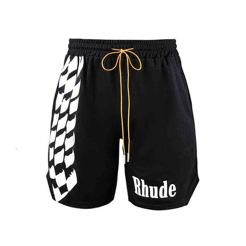 

Fashion American Brand Rhude Black White Checkerboard Shorts Men's Women's Leisure High Street Drawstring Mesh Basketball Training, Green
