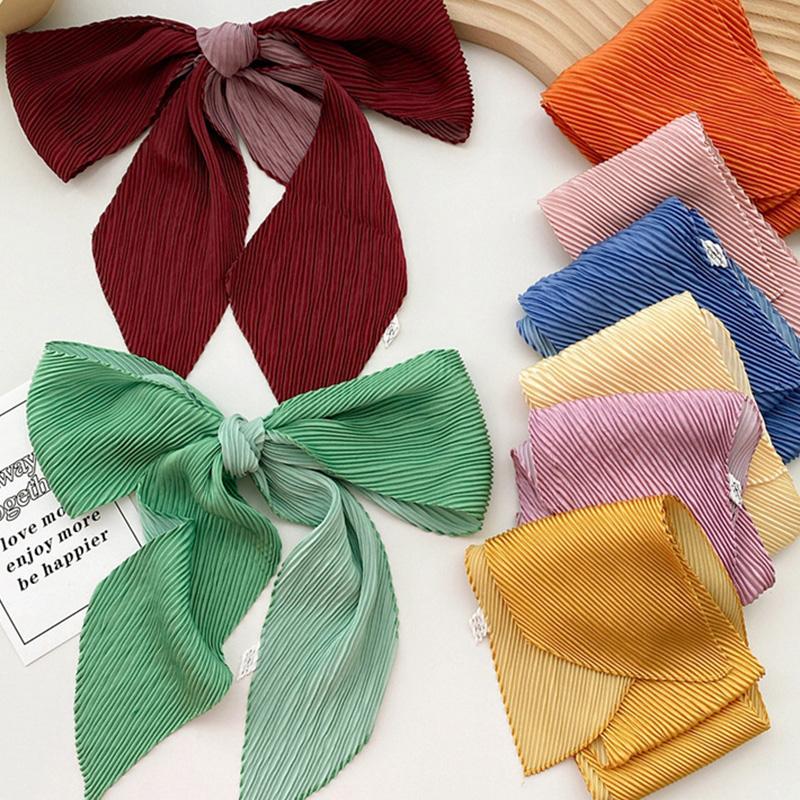 

Scarves Decorative Headscarf Crinkle Ribbon Silk Scarf 10*135cm Korean Hairband Bag Pleated Neck Tie Neckerchief Pure Color