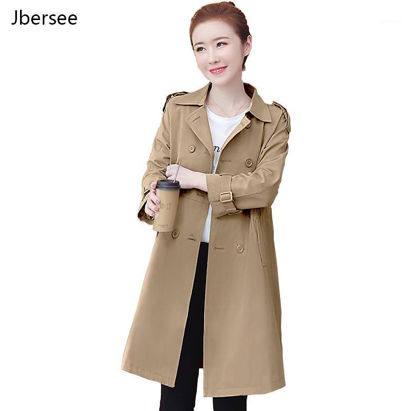 

Women's Trench Coats Woman Clothes Autumn Women Casual Plus Size Coat Double Breasted Vintage Raincoat Outwear Long, Black
