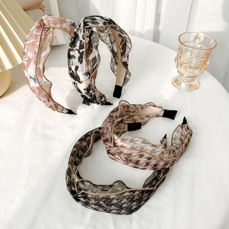 

Fashion Women Headband Fresh Mesh Flower Hairband Center Knot Turban Girls Summer Headwear Hair Accessories