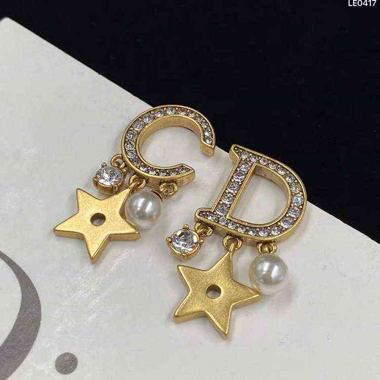 Fine style diamond inlaid bronze star Pearl Earrings five pointed star earrings simple old fashion-image-782530224