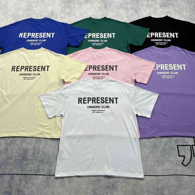 High Represent Quality t shirt High Version 2022 Summer Slogan Printed Net Red Men's and Women's Short Sleeve T-shirt