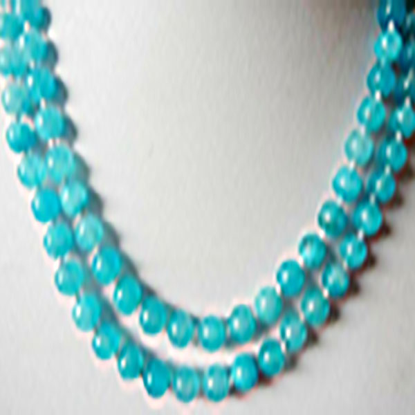 

Natural 8mm South African Blue Topaz Gems Round Beads Necklace