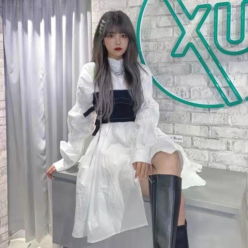 

Casual Dresses White Punk Fairy Grunge Mini Lolita Dress Women Black Harajuku Kawaii Cute Vest Korean Fashion Two Piece Set Clothes