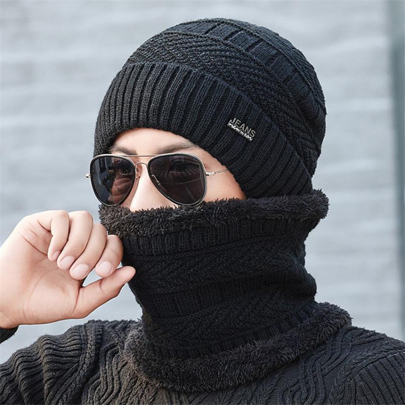 

Berets Winter Cap Scarf Set Unisex Warm Fleece Hats Men Women Knitted Skullies Beanies Outdoor 2 Piece Hat Sets, Color only hat