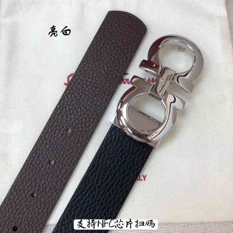 

Belts designer belt lychee pattern head leather f family men's high-end classic pure copper smooth buckle can NFC chip 3MRS, Gold
