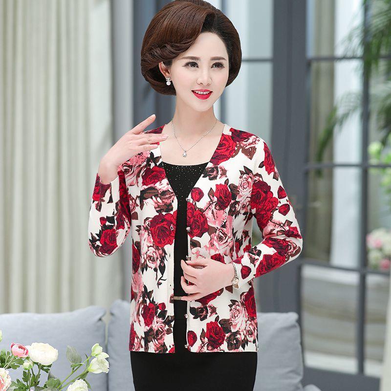 

Women's Knits & Tees Women 2022 Spring Autumn Knitted Cardigan Sweater Female V Neck Long Sleeve Ladies Fashion Print C242, Blue