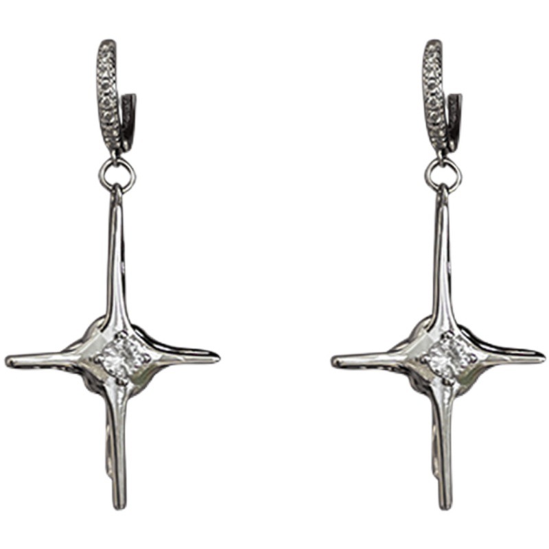 

Dangle & Chandelier Women's Cross Diamond Inlaid Creative Design Sense Of Style Earrings Hip Hop Advanced Four Pointed Star