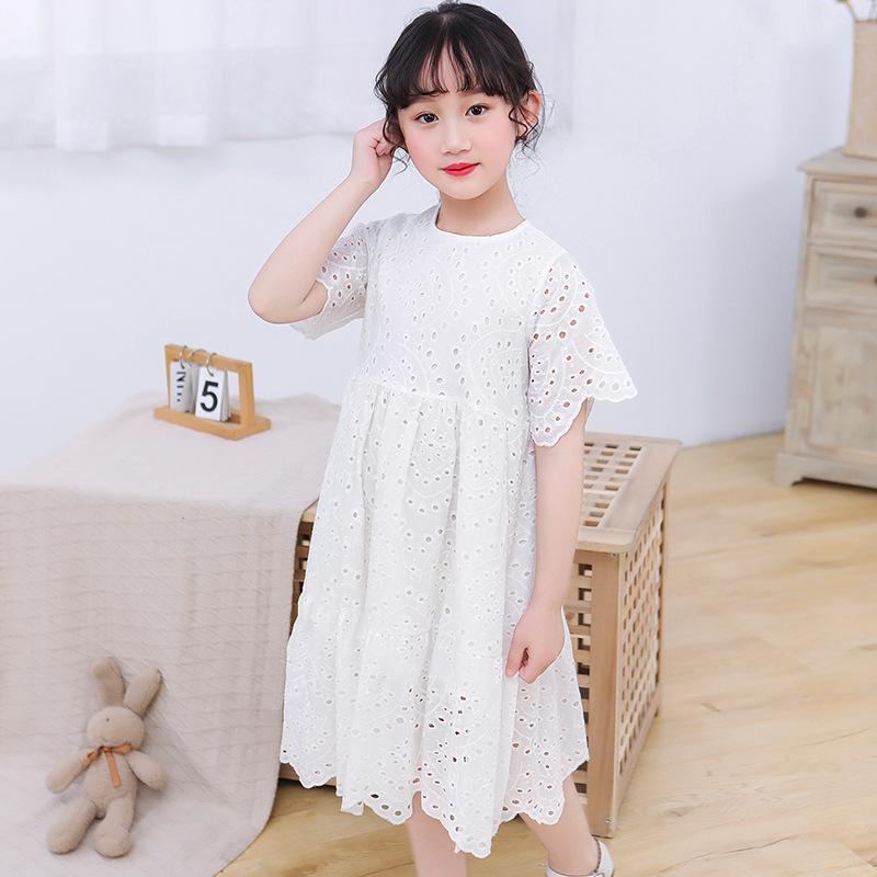 

Girl's Dresses Elegant White Lace Hollow Out Dress For Wedding Party Girls Princess Frocks Communion Pageant Vestidos Age 8 10 12 14Girl's